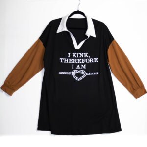 (L) Brown-Black-White Long-Sleeve Shirt | I Kink Therefore I Am Shirts & Sweatshirts