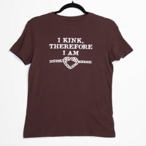 Dark brown tshirt with white writing