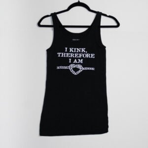 Black tank top, white writing