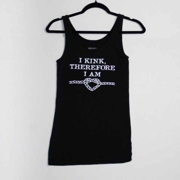 Black tank top, white writing